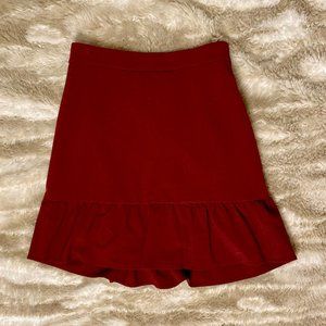 J. Crew Mercantile Burgundy Ruffle Hem Skirt